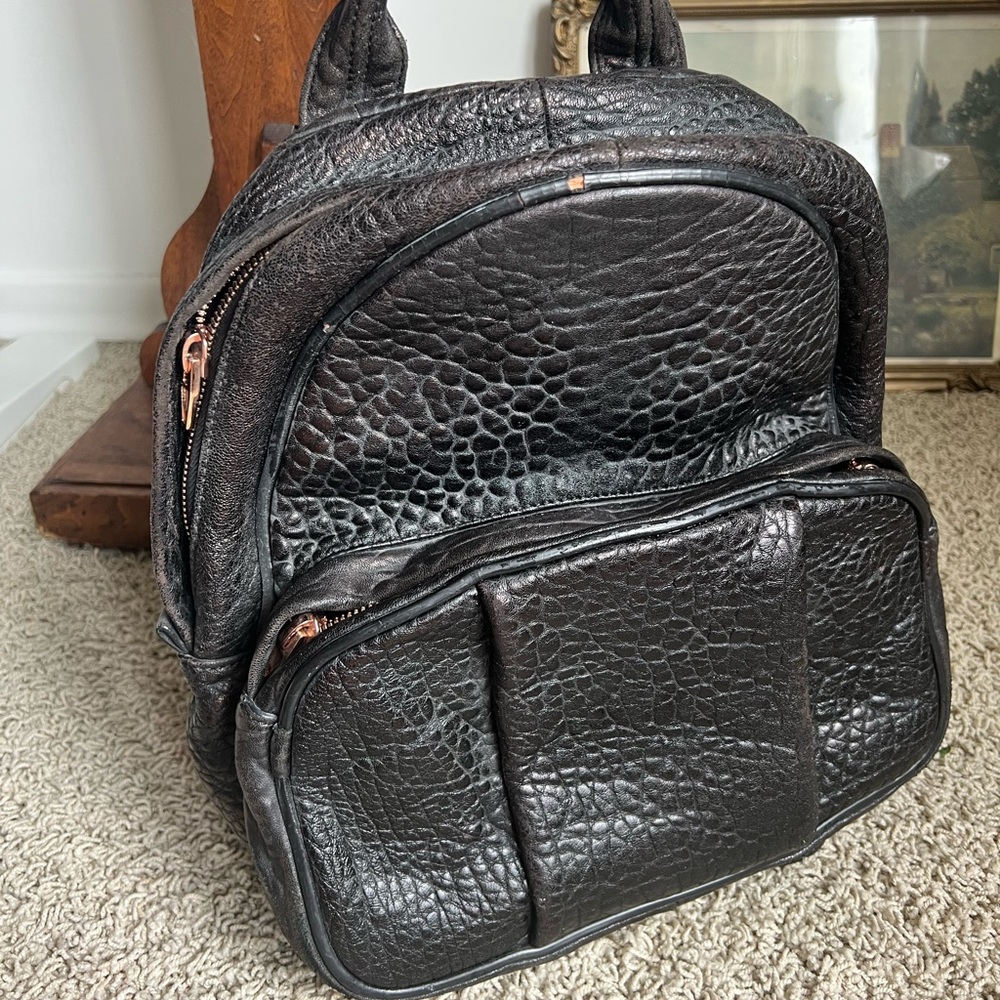 ALEXANDER WANG DUMBO Pebbled Leather Backpack, rose gold hardware